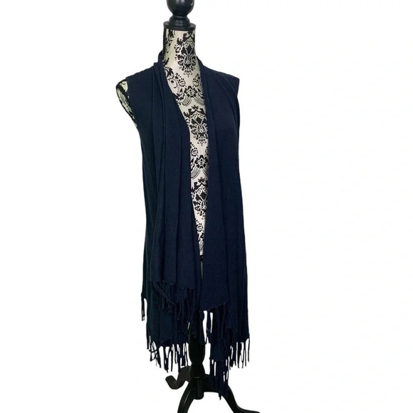 TJ Maxx Cotton  Cashmere Boho Fringe Vest - Picture 1 of 8